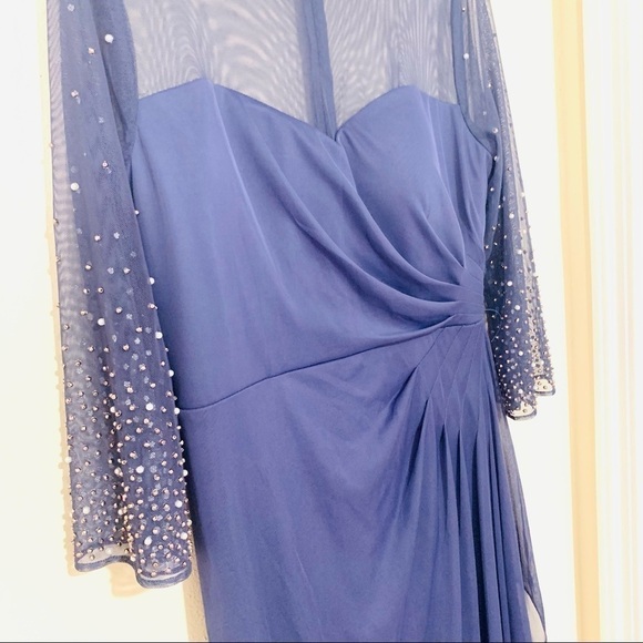 NEW ALEX EVENING Illusion Jewel Neck Mesh Gown - Picture 6 of 11